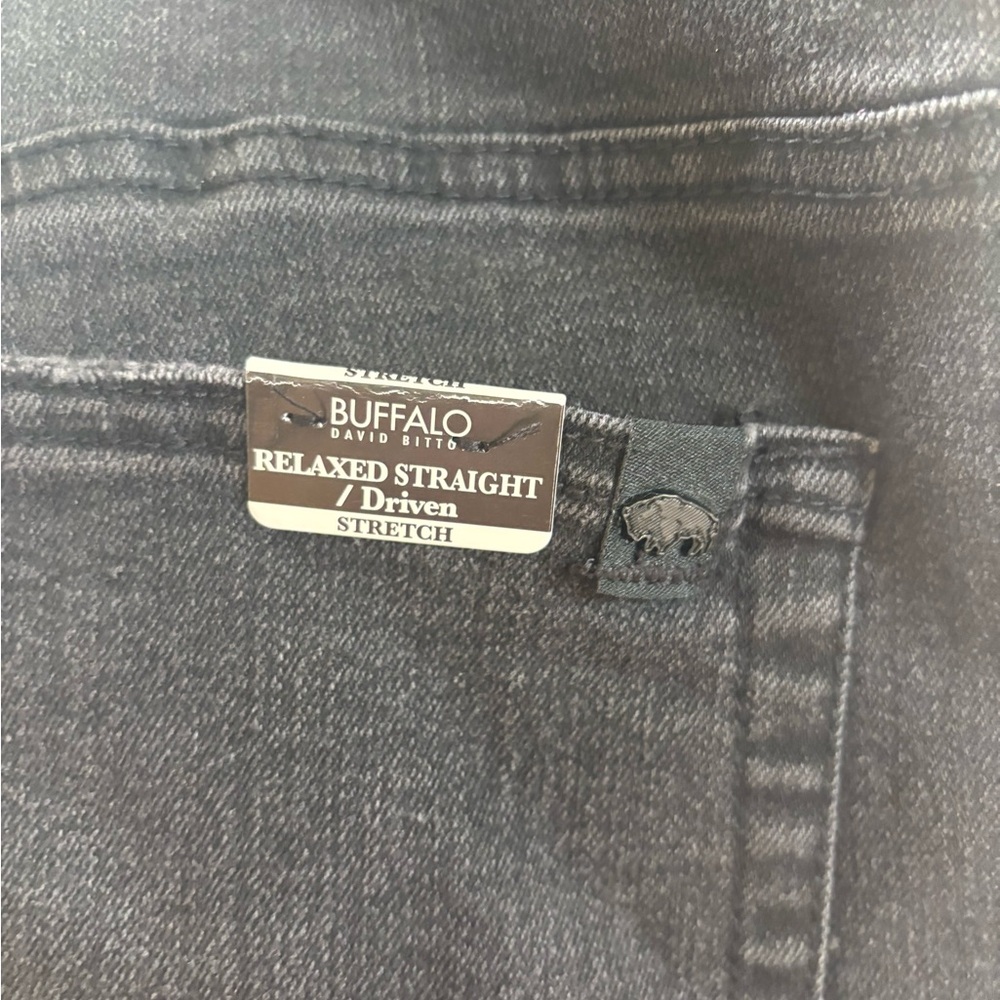 Buffalo David Button Relaxed Straight Driven Jeans, Black, 40x34 - Picture 5 of 5